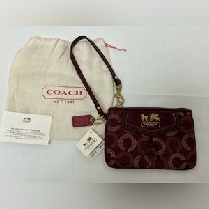 COACH Madison Dotted Op Art Wristlet Crimson with Dust Bag NWT